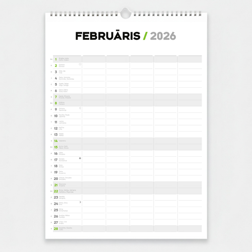 Vertikāls sienas kalendārs - plānotājs 2026