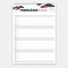 Load image into Gallery viewer, Vertikāls sienas kalendārs - plānotājs ar ilustrācijām 2026