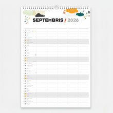 Load image into Gallery viewer, Vertikāls sienas kalendārs - plānotājs ar ilustrācijām 2026