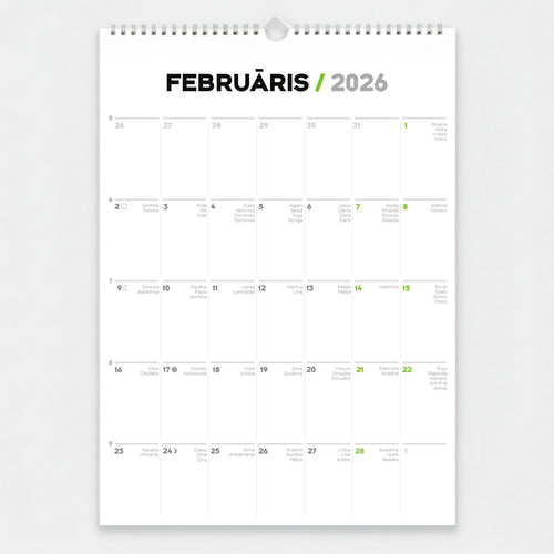 Klasisks sienas kalendārs - plānotājs 2026