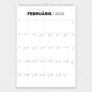 Klasisks sienas kalendārs - plānotājs 2026